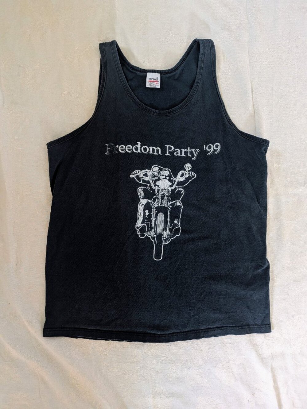 VTG 1999 Motorcycle Biker Freedom Party Bamber Lakes VFW Tank Top XL Black Y2K